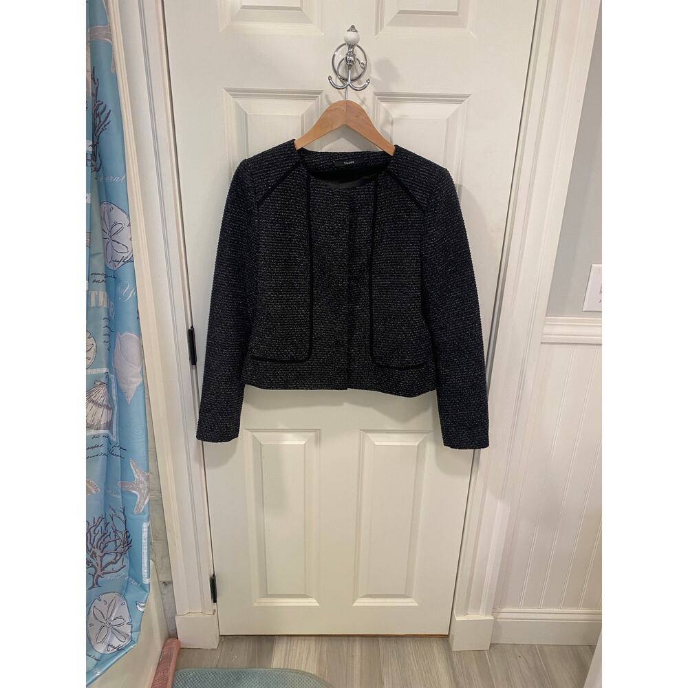 Tahari Black Textured Shoulder Pads Blazer size 10